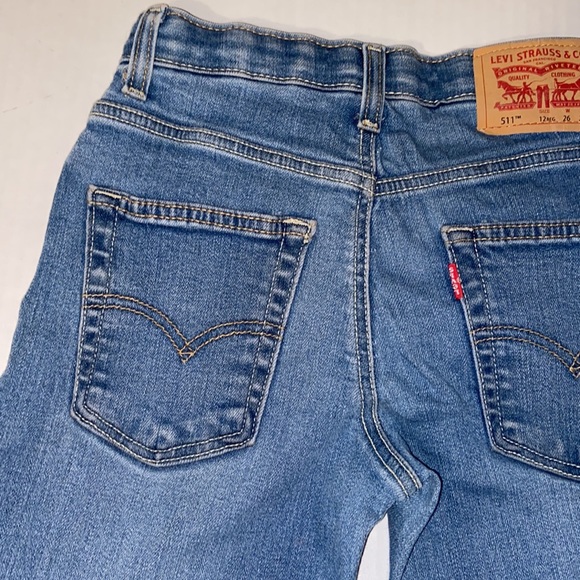 Levi’s 511 Boys Size 12 Reg Waist 26 Length 27 Denim Straight Cut Blue Jeans - Picture 4 of 12
